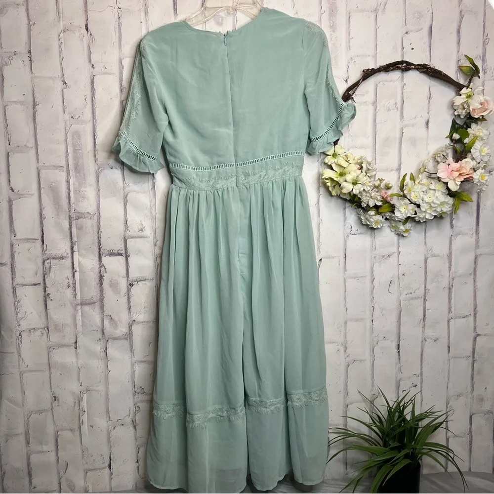 ASOS Blue mint short flower dress in size 2 - Picture 5 of 14